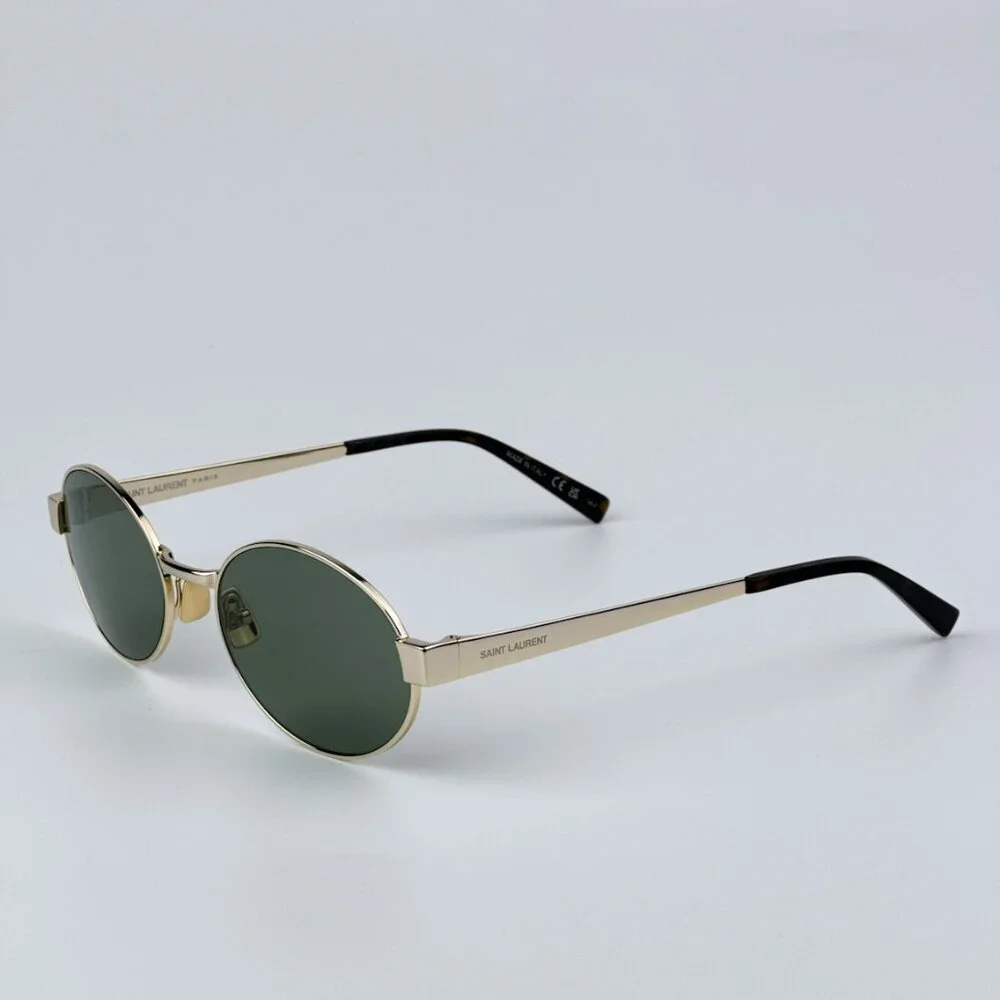 Saint Laurent SL692 003 BRAND NEW Sunglasses Gold Green Oval Men